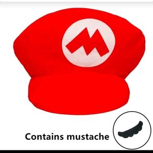 Mario Red Cap with adhesive mustache...  SOOO CUTE...